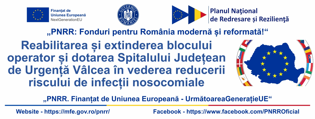 PNRR – Reabilitarea și extinderea blocului operator și dotarea Spitalului Județean de Urgență Vâlcea în vederea reducerii riscului de infecții nosocomiale